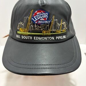 Ledcor Black Embroidered Leather Cap - Nul South Edmonton Pipeline Trucker Hat
